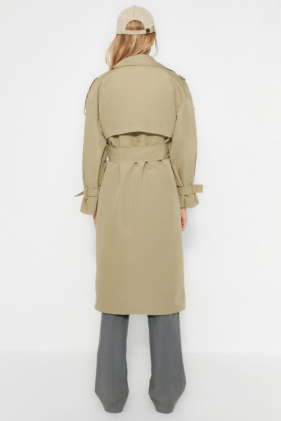 Belted Windbreaker Detailed, Water-repellent Long Trench Coat TWOSS21EN0005