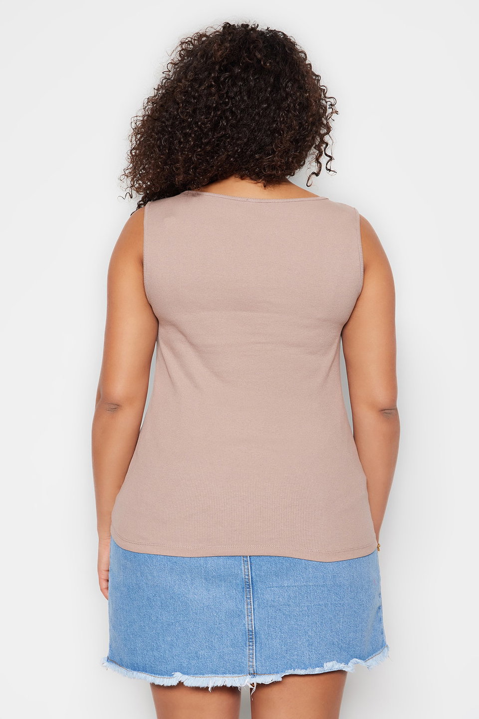 Basic Ribbed 2-Pack Square Neck Cotton Knit Plus Size Undershirt TBBSS22AL0024