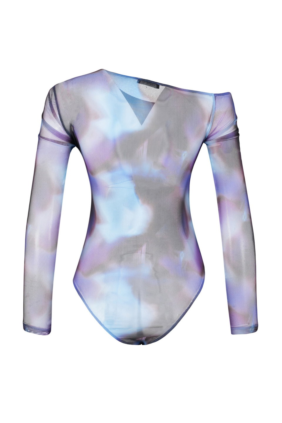 Patterned Tulle Back Sheer Transparent Fitted/Sticky Snaps Knitted Bodysuit TWOSS23BD00024