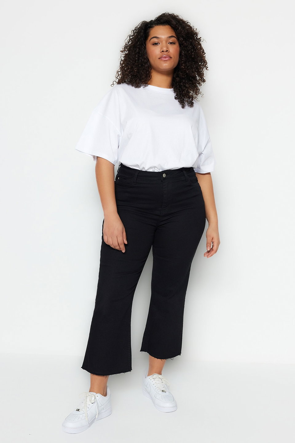 Non-fading High Waist Comfort Short Leg Culotte Fit Jeans TBBSS23AR00014