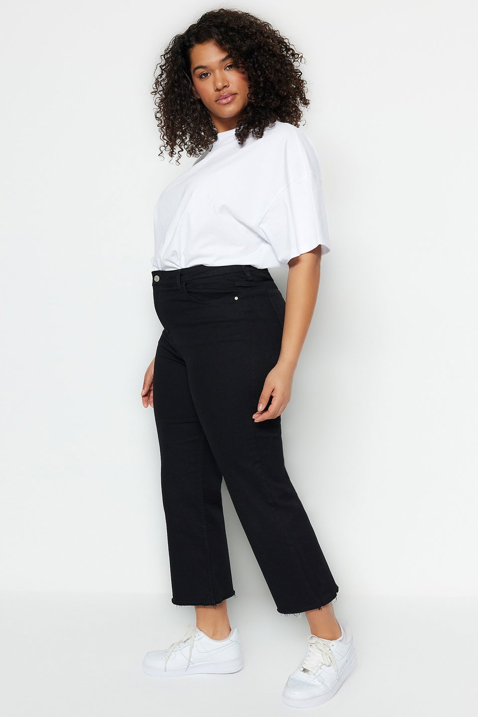 Non-fading High Waist Comfort Short Leg Culotte Fit Jeans TBBSS23AR00014