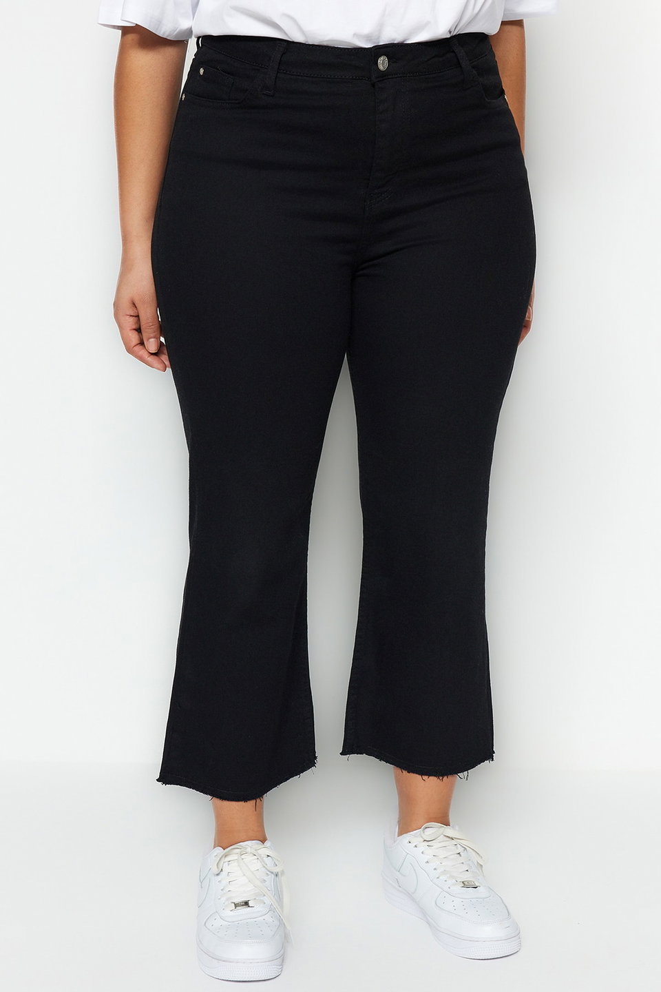 Non-fading High Waist Comfort Short Leg Culotte Fit Jeans TBBSS23AR00014