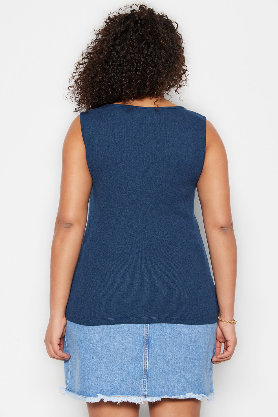 Basic Ribbed 2-Pack Square Neck Cotton Knit Plus Size Undershirt TBBSS22AL0024