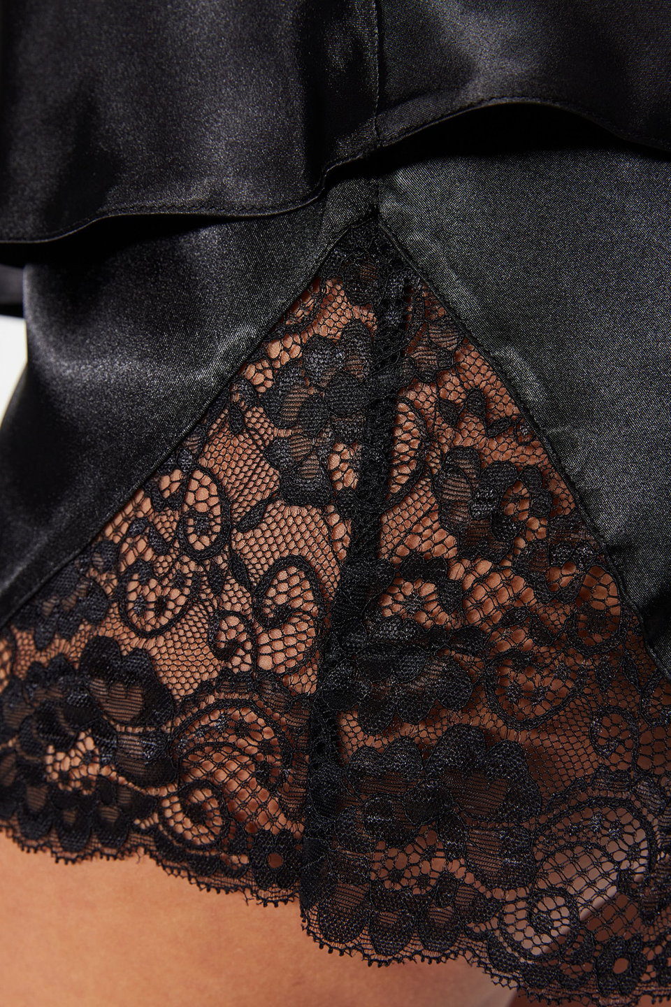 Lace Detailed Satin Woven Pajamas Set TBBSS23AI00020