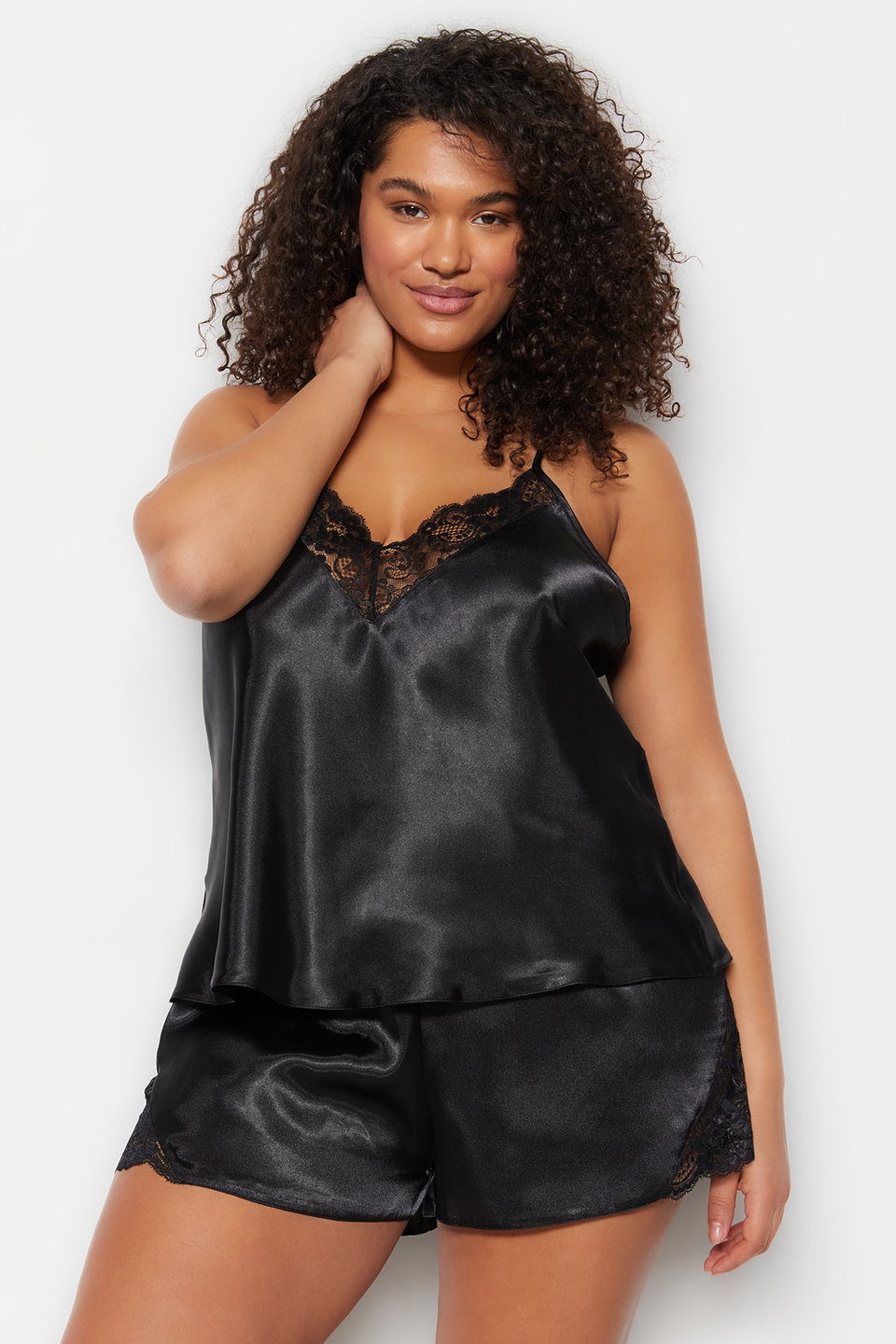 Lace Detailed Satin Woven Pajamas Set TBBSS23AI00020
