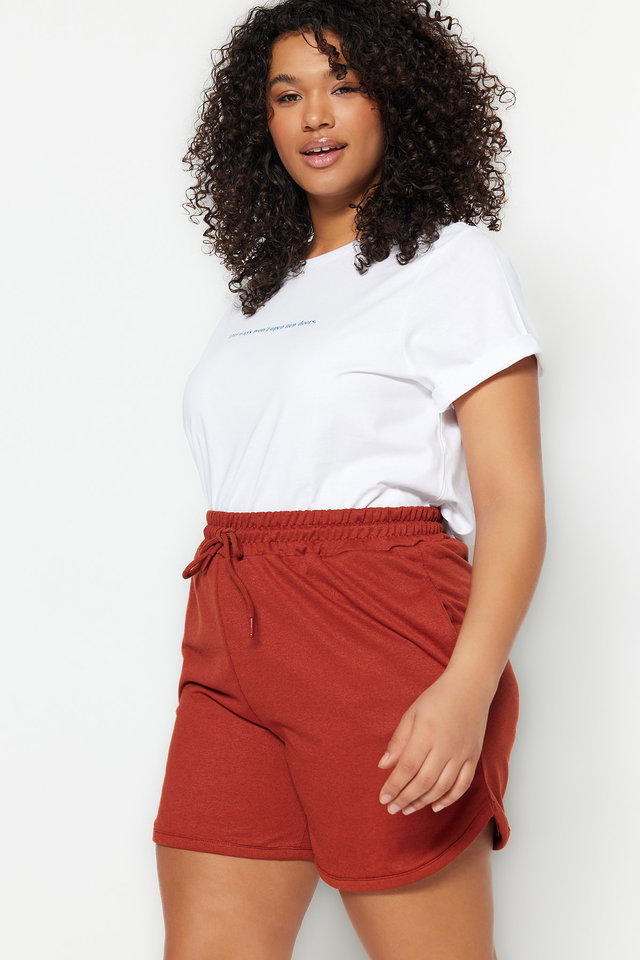 Brown - Brown Pocket Thin Knitted Shorts TBBSS23AP00002