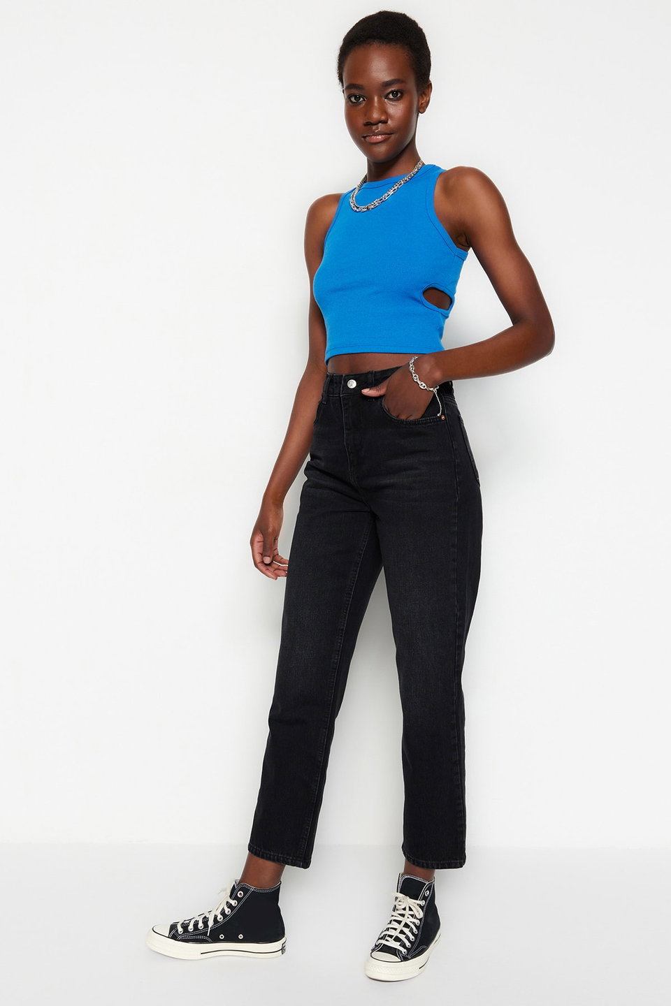 High Waist Straight Cut Straight Jeans Twoss23Je00089