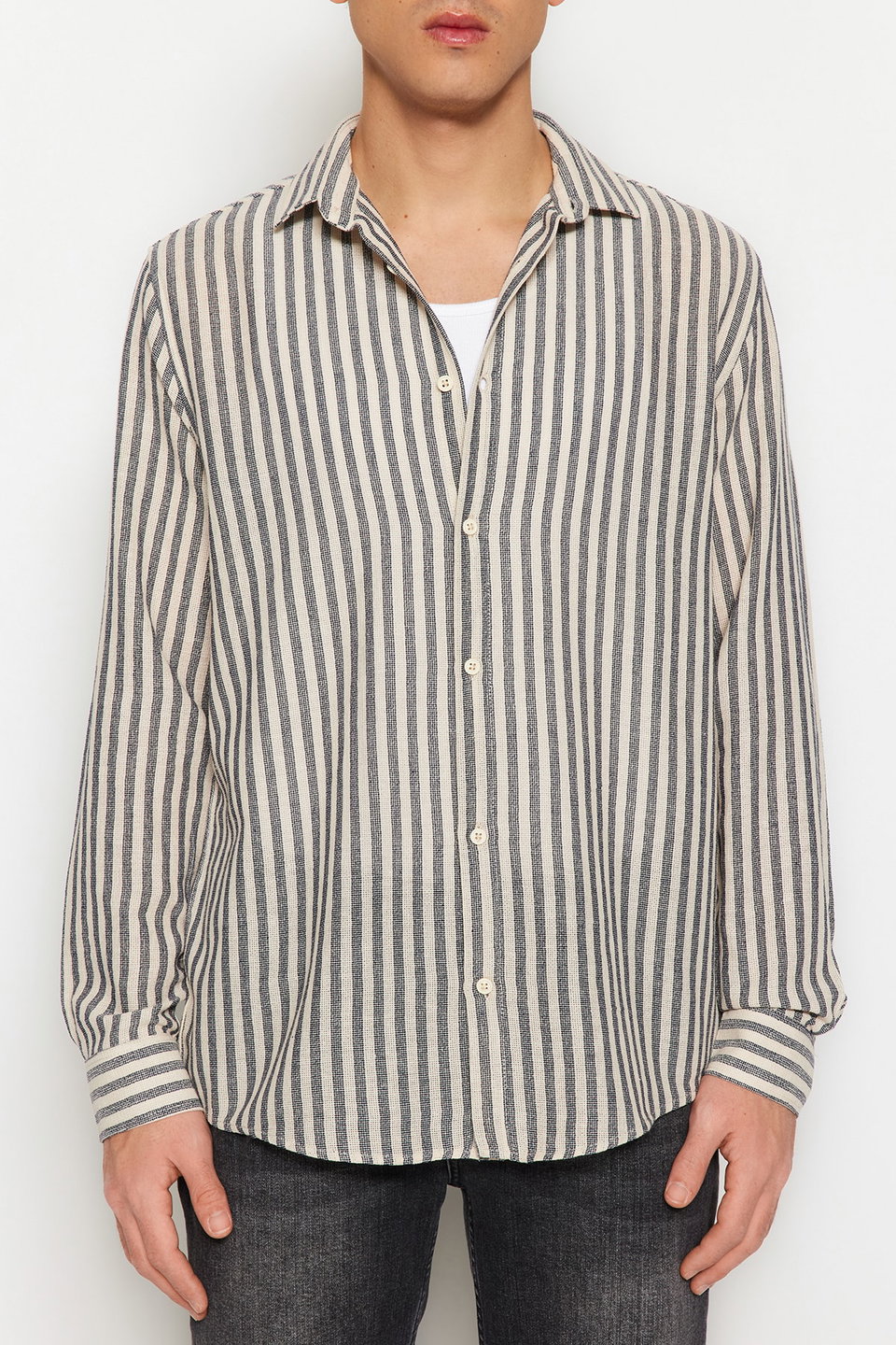 Premium Regular Fit Striped Textured Linen Look Shirt TMNSS23GO00062