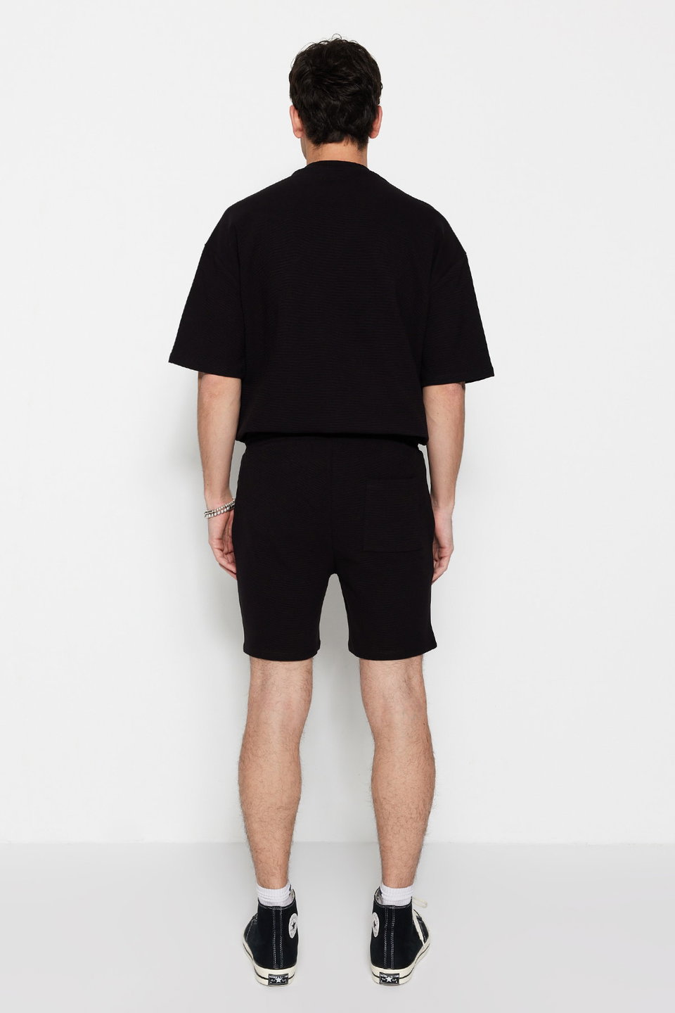 Premium Regular 100% Cotton Label Detailed Textured Shorts TMNSS23SR00032