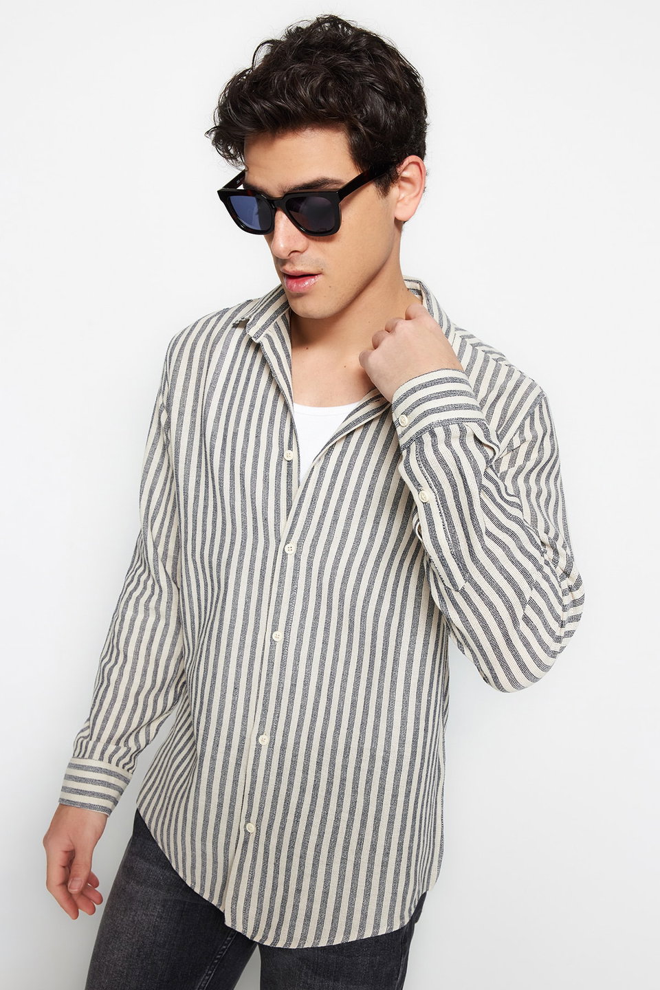 Premium Regular Fit Striped Textured Linen Look Shirt TMNSS23GO00062