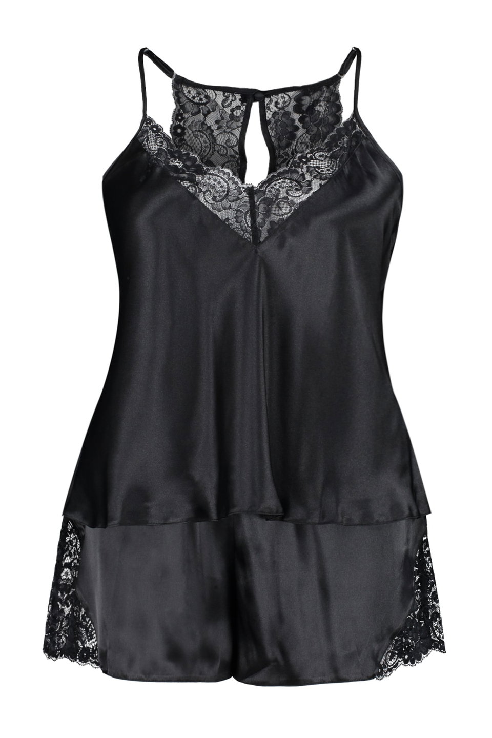 Lace Detailed Satin Woven Pajamas Set TBBSS23AI00020