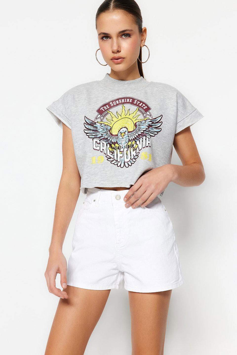 High Waist Mini Denim Shorts TWOSS23SR00155