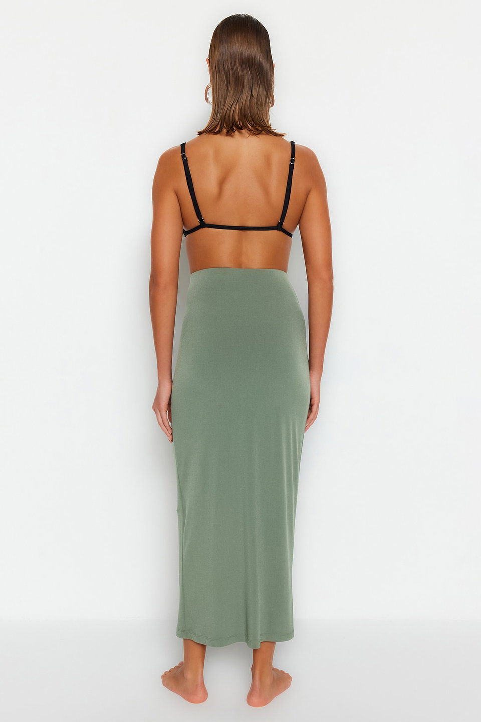 Body-fitting Maxi Knitted Slit Beach Skirt TBESS23ET00021