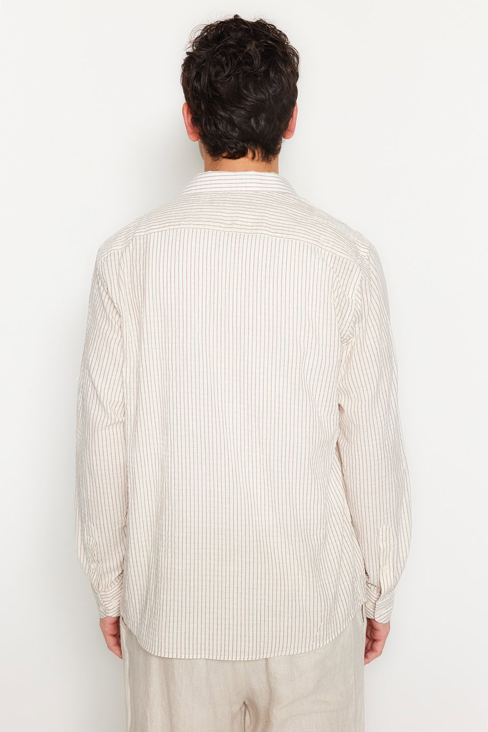 Camel Limited Edition Regular Fit Linen Blend Striped Shirt TMNSS23GO00134