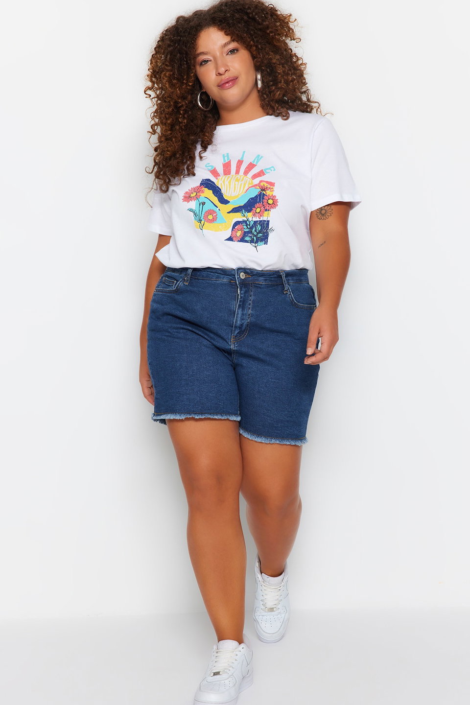 High Waist Flexible Skinny Denim Shorts & Bermuda TBBSS22AP0008