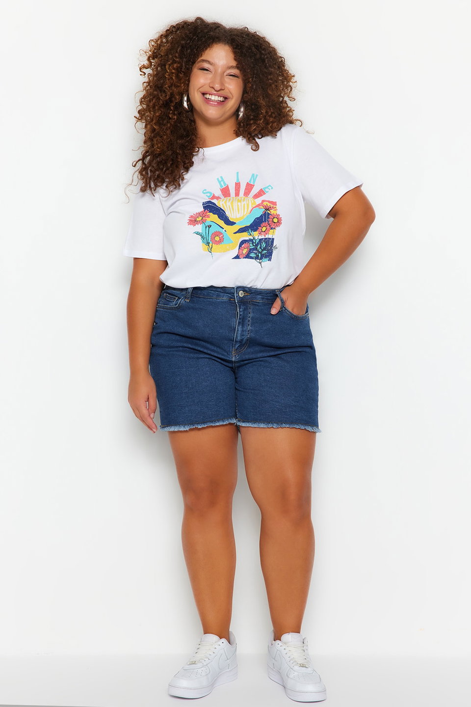 High Waist Flexible Skinny Denim Shorts & Bermuda TBBSS22AP0008