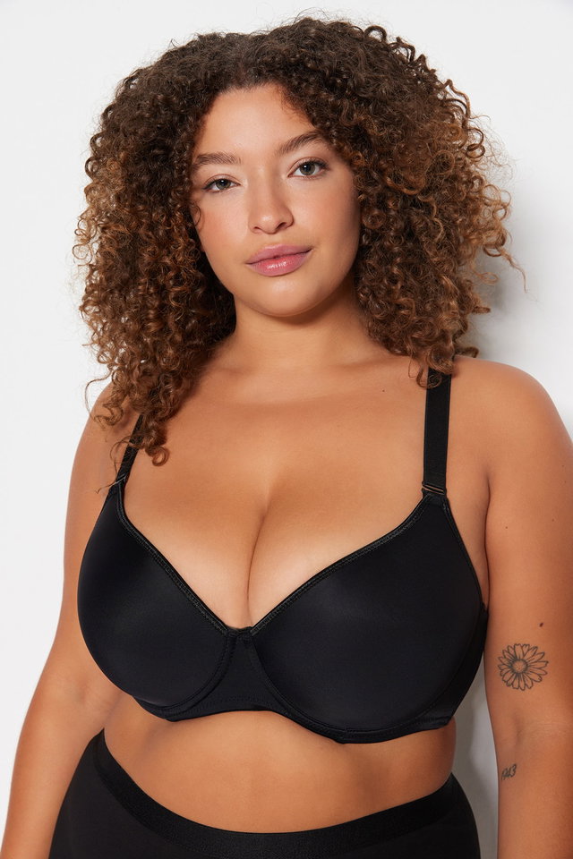 Black - Black Underwire Balconette Bra TBBSS23CW00014