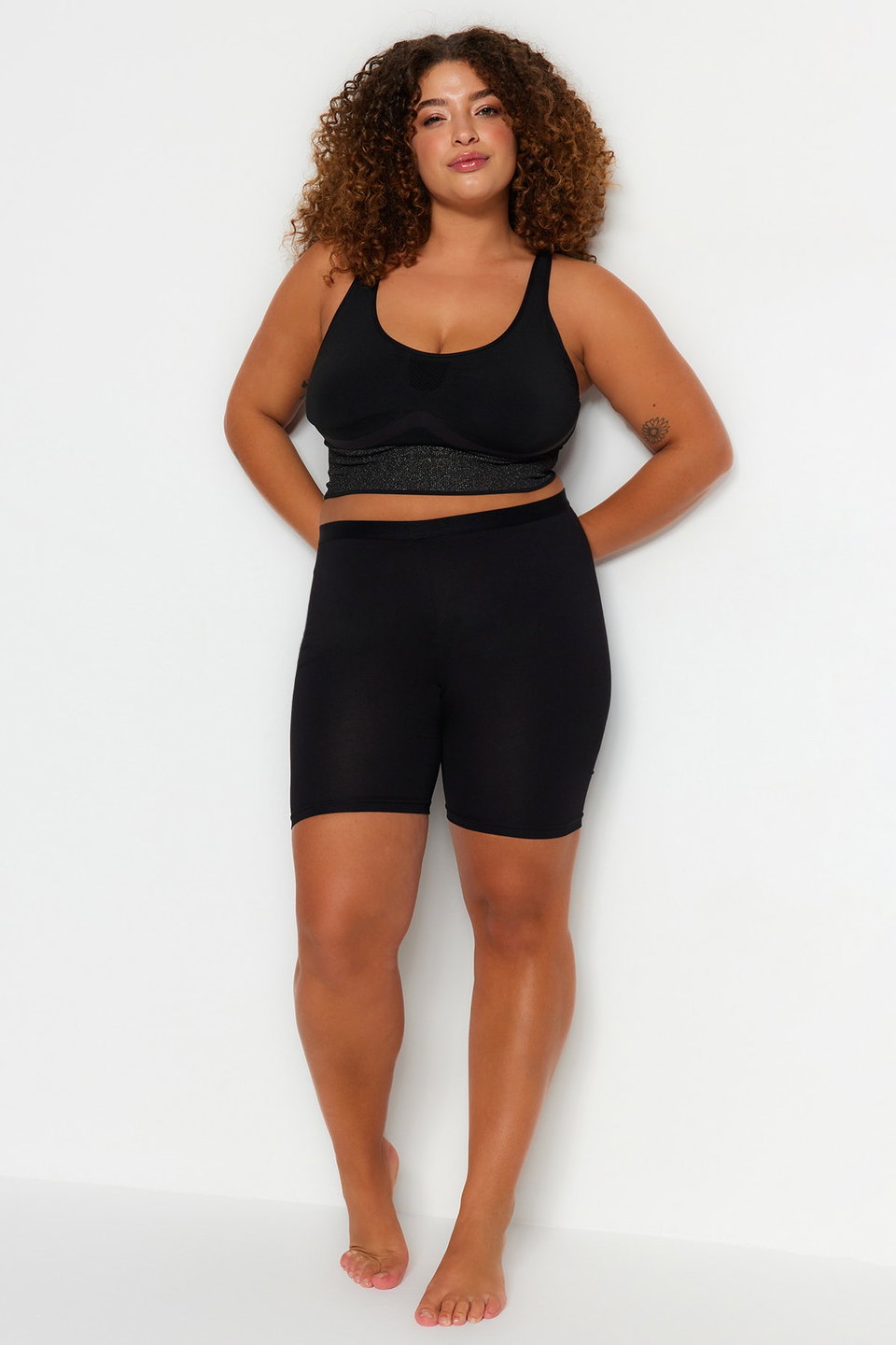 Short High Waist Knitted Plus Size Leggings TBBSS23BV00001
