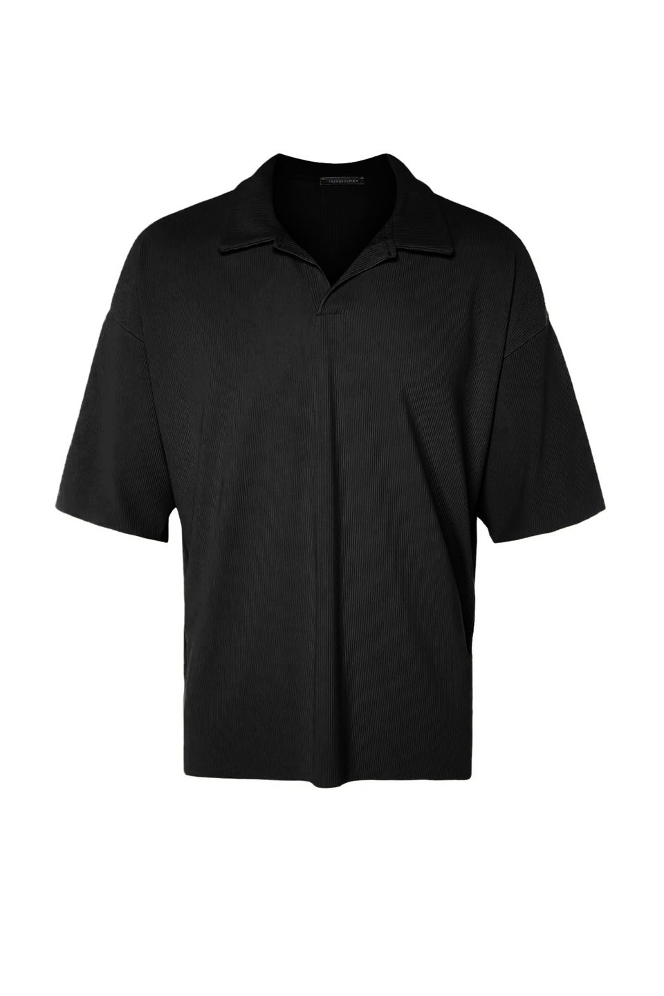 Limited Edition Oversize/Wide Cut Textured Wrinkle-Free Ottoman Polo Neck T-Shirt TMNSS23PO00020