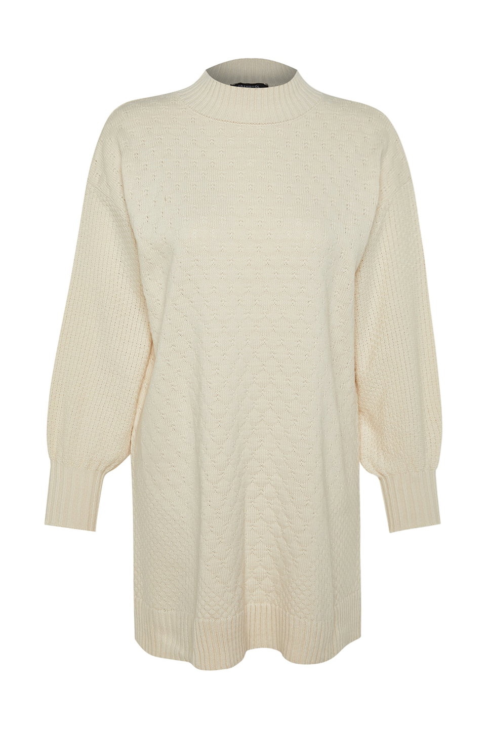 High Collar Honeycomb Pattern Knitted Knitwear Sweater TCTAW24AK00020