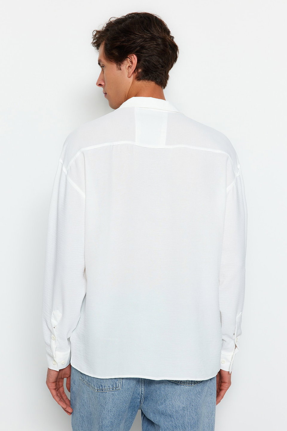 Oversize Fit Open Collar Summer Linen Look Shirt TMNSS23GO00053