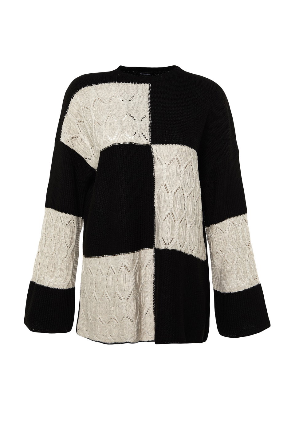 Openwork/Perforated Color Block Knit Knitwear Sweater TCTAW24AK00055