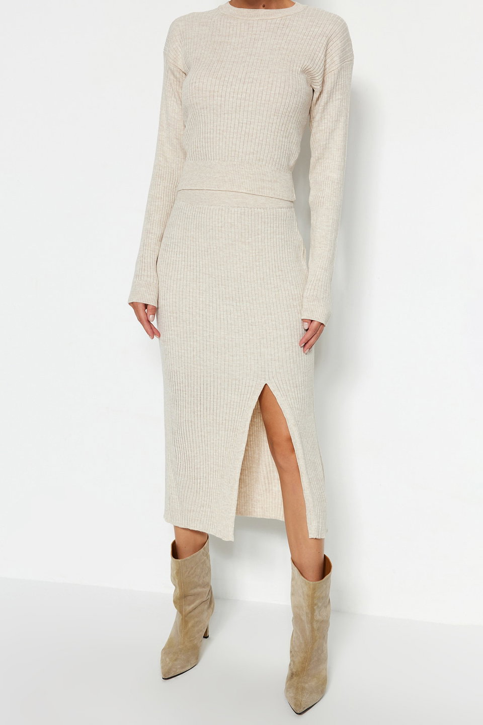 Crop Knitwear Bottom-Top Set TWOAW23AU00240