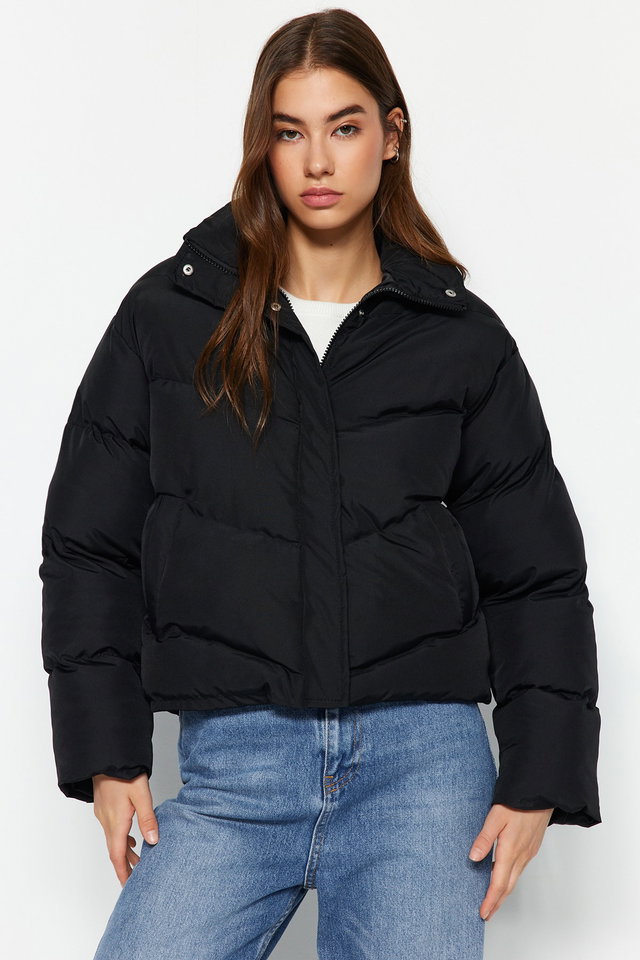 Black - Black Regular Fit Water Repellent Puffer Jacket TWOAW24MO00048