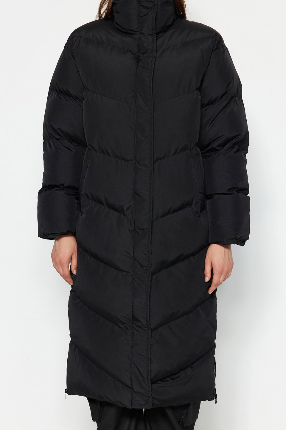 Regular Side Zipper Detailed Water Repellent Long Puffer Jacket TWOAW24MO00049