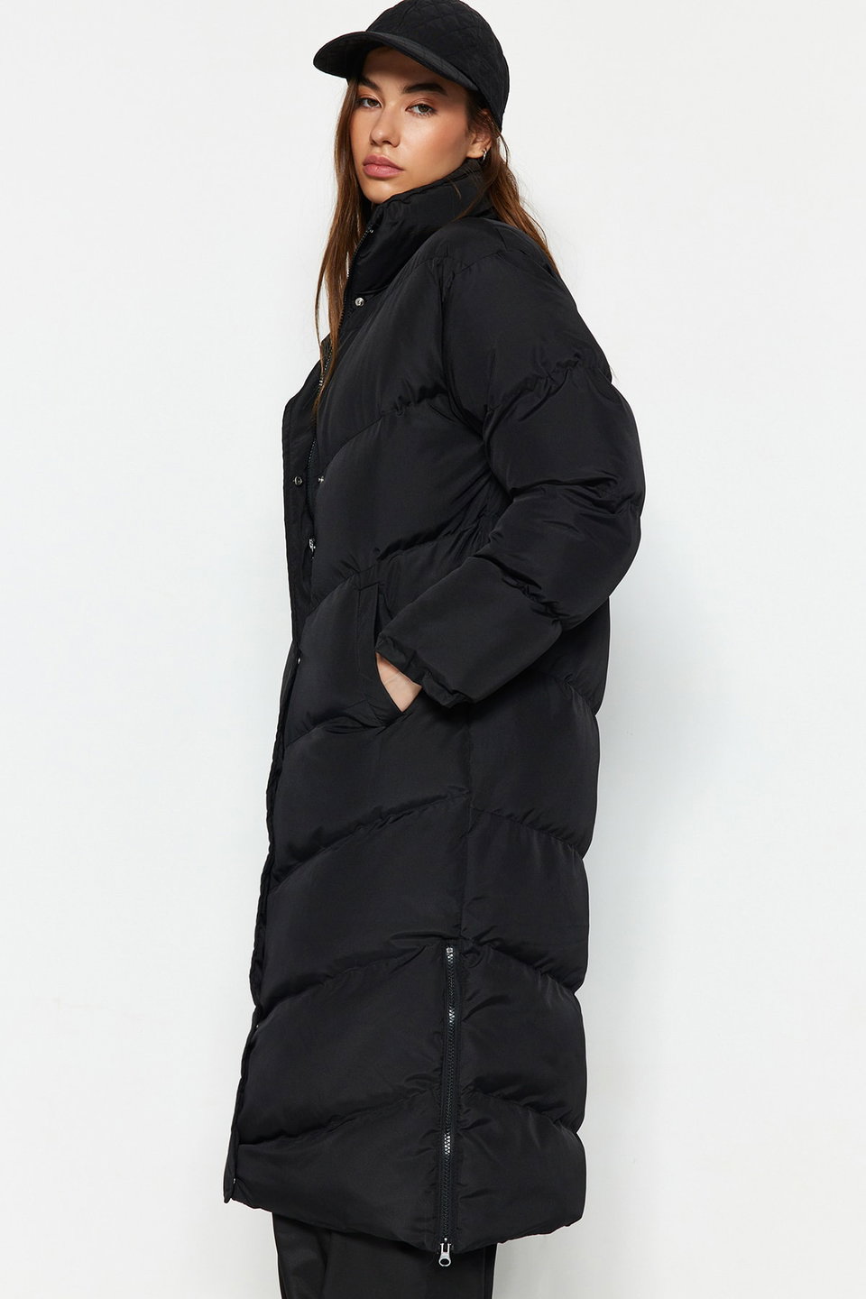Regular Side Zipper Detailed Water Repellent Long Puffer Jacket TWOAW24MO00049