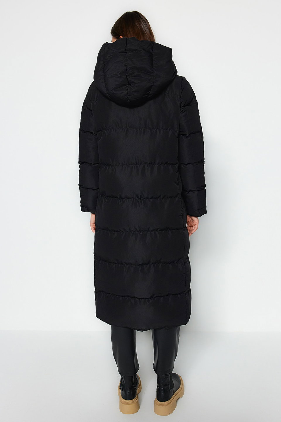 Regular Fit Side Snap Closure Water Repellent Long Inflatable Coat Twoaw24Mo00044