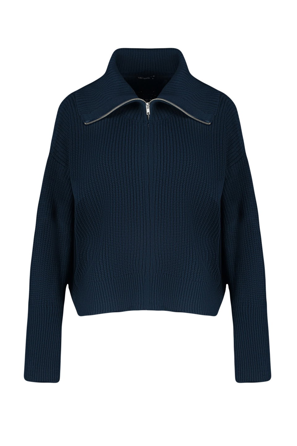Wide Pattern Turn-down Collar Zippered Knitwear Cardigan TWOAW24HI00072