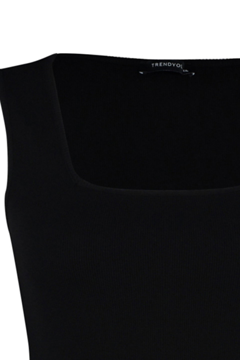Basic Ribbed Square Neck Cotton Knit Plus Size Tank Top TBBSS22AL0011