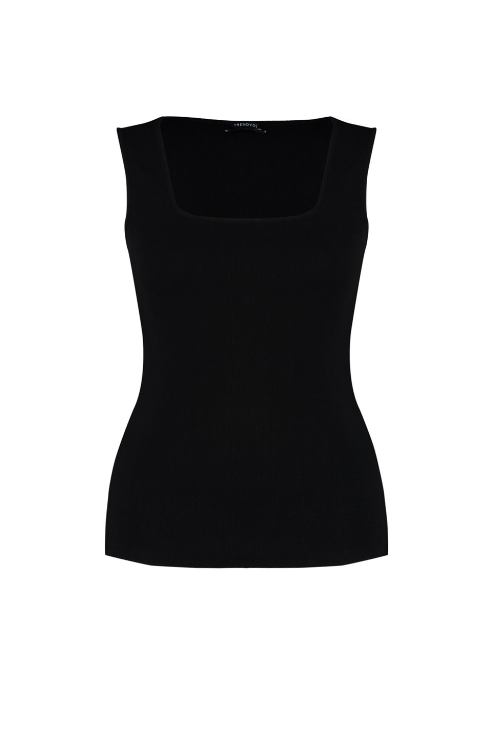 Basic Ribbed Square Neck Cotton Knit Plus Size Tank Top TBBSS22AL0011