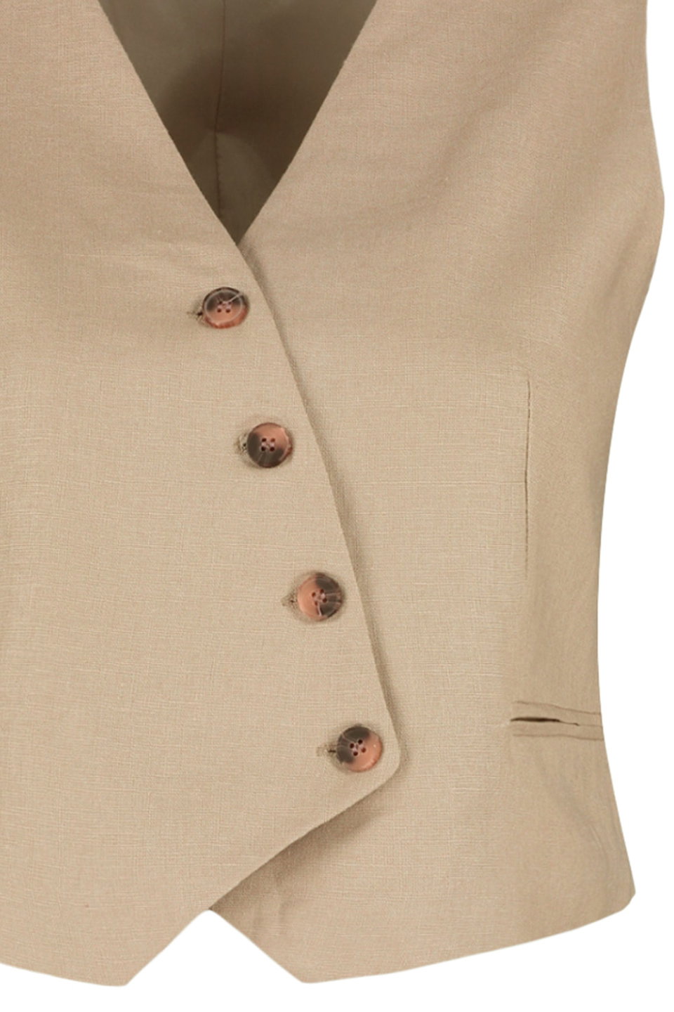 Limited Edition Fitted Crop Woven Linen Look Vest TWOSS23YE00016