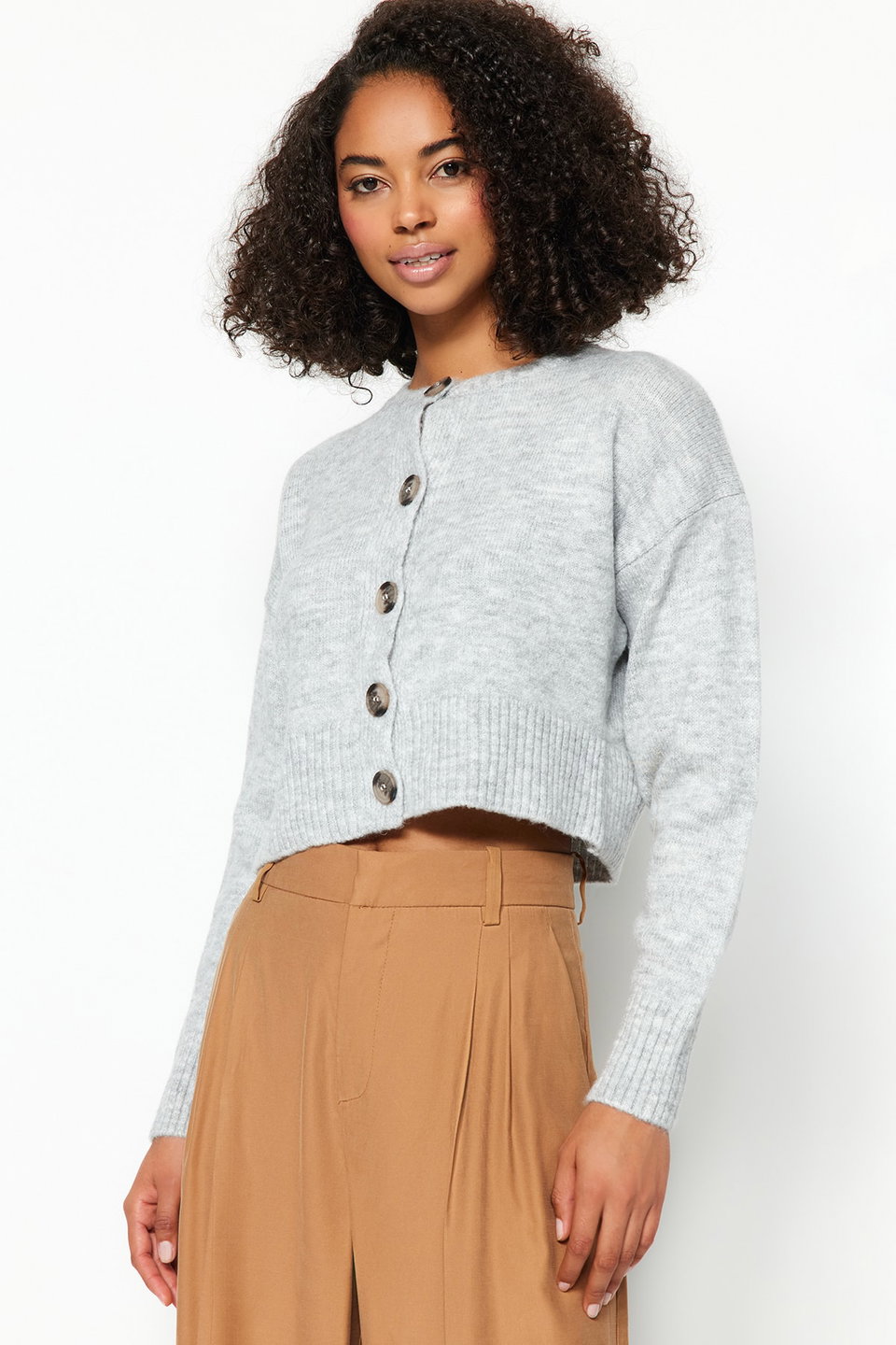 Crop Soft Texture Buttoned Knit Cardigan TWOAW24HI00198