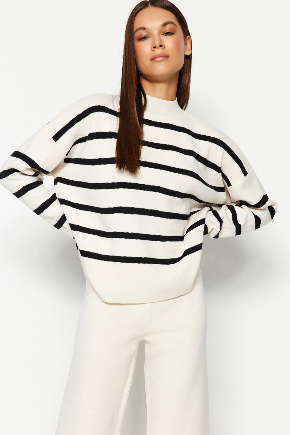 Striped Knitwear Trousers Bottom-Top Set TWOAW24AU00045