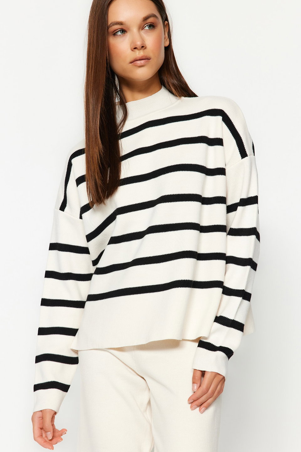 Striped Knitwear Trousers Bottom-Top Set TWOAW24AU00045