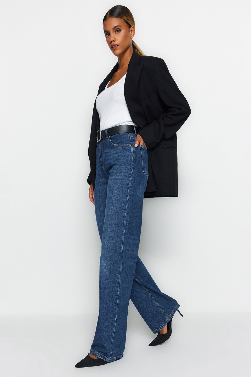 High Waist Wide Leg Wide Leg Jeans Twoaw24Je00074