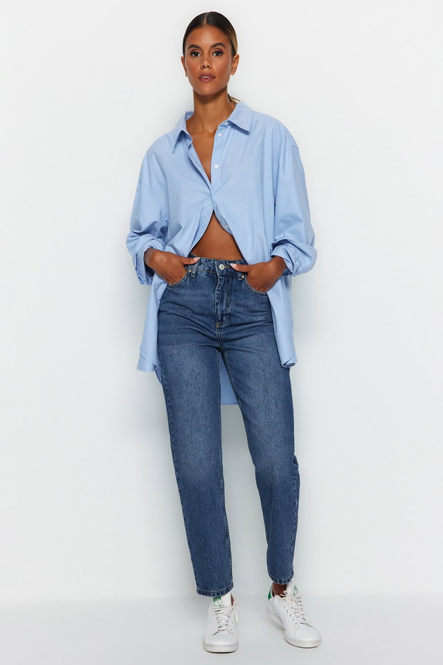 Dark blue - Gray High Waist Mom Jeans TWOAW24JE00076
