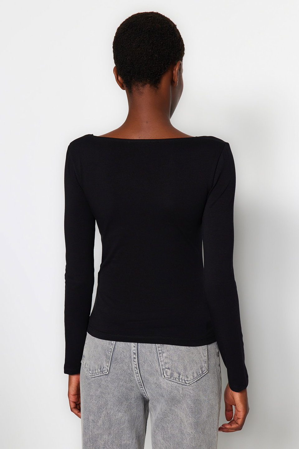 Cotton Stretchy Square Neck Fitted/Sleeping Knit Blouse TWOAW24BZ00016