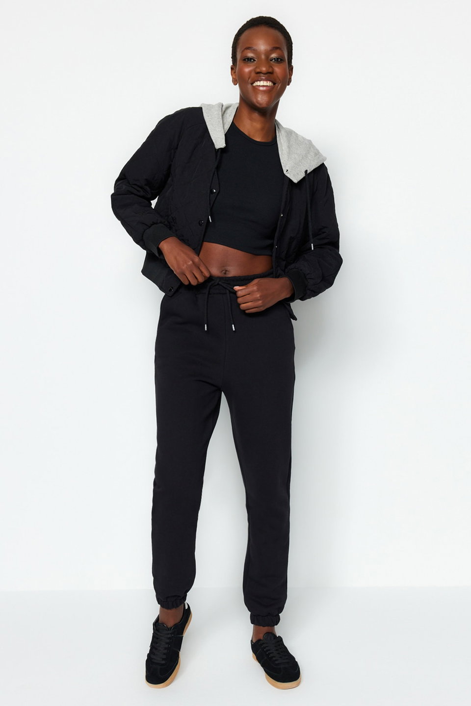 Thick Fleece Inside Basic Knitted Sweatpants Trousers Twoaw22Ea0468