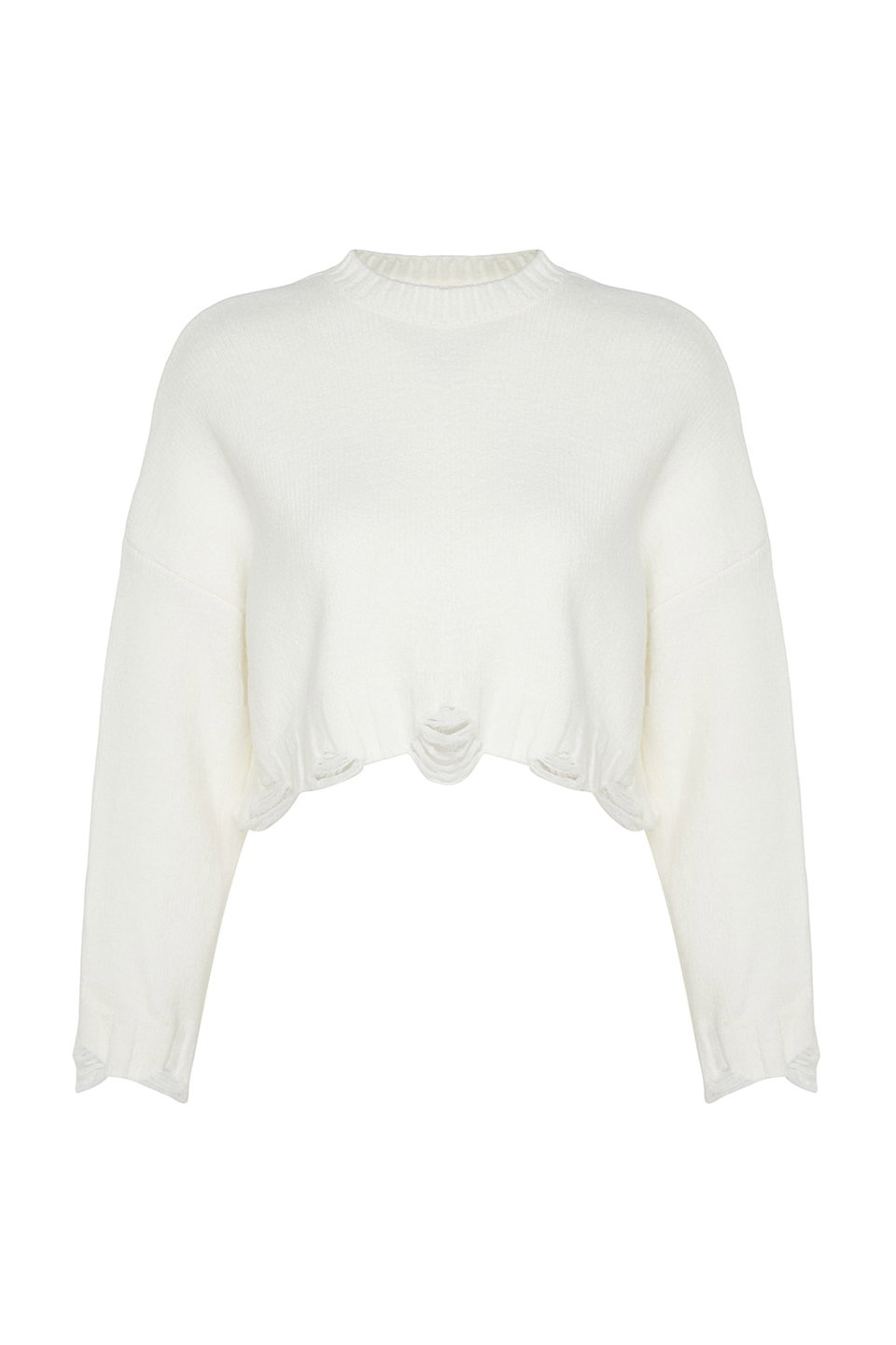 Crop Wide Pattern Soft Textured Draped Detail Knitwear Sweater TWOAW24KZ00319