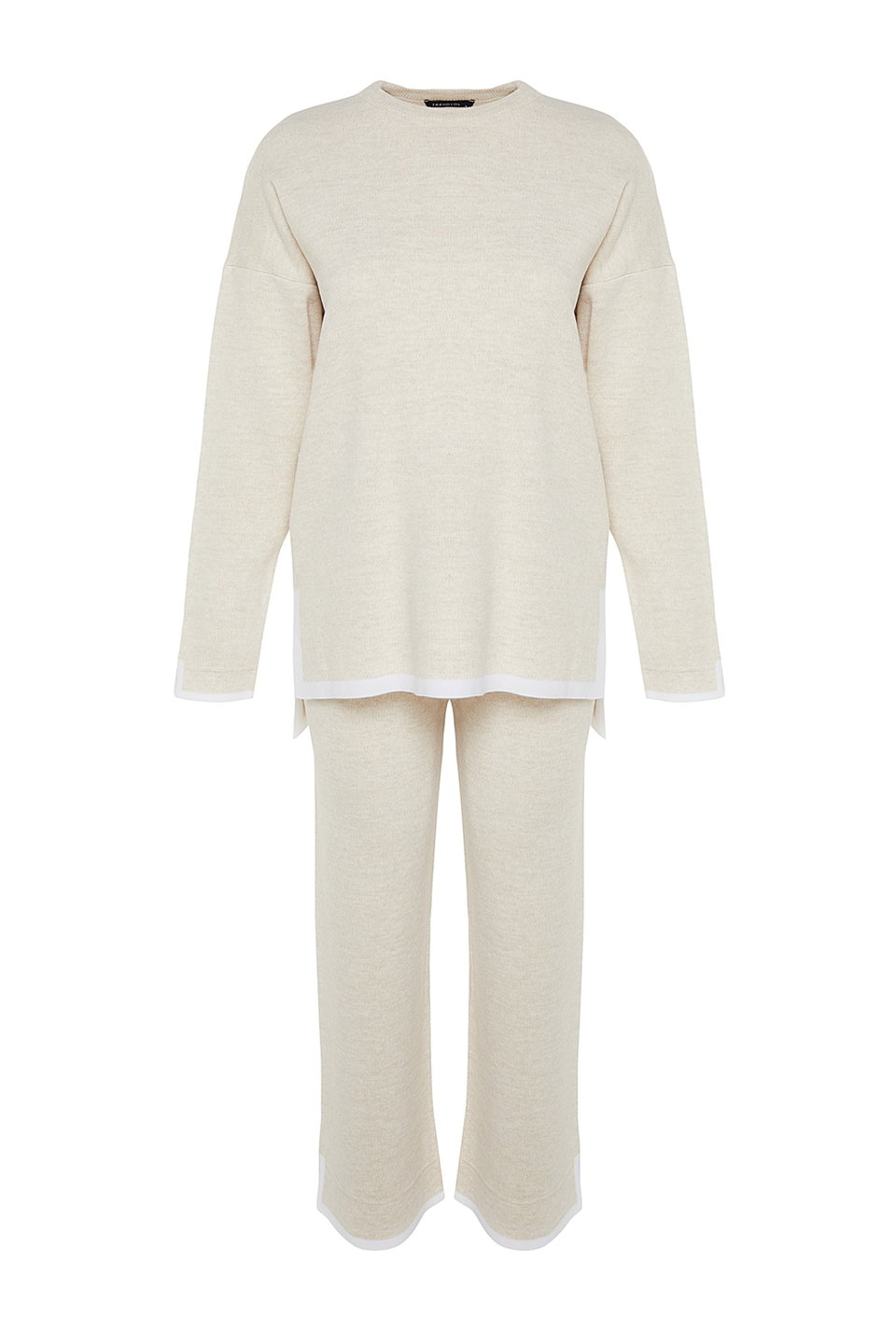 Wide Fit Contrast Color Knitwear Two Piece Set TWOAW24AU00062