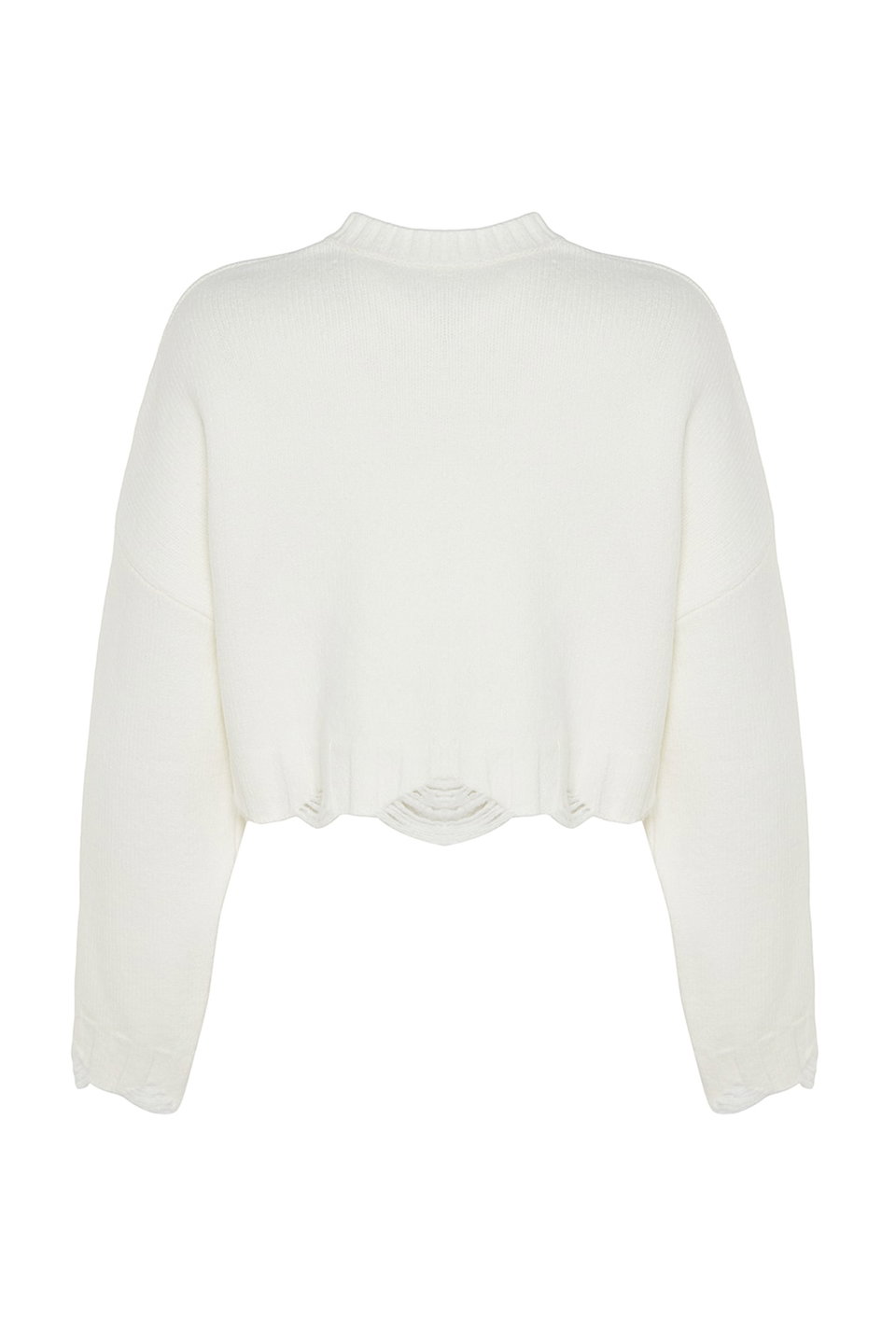 Crop Wide Pattern Soft Textured Draped Detail Knitwear Sweater TWOAW24KZ00319