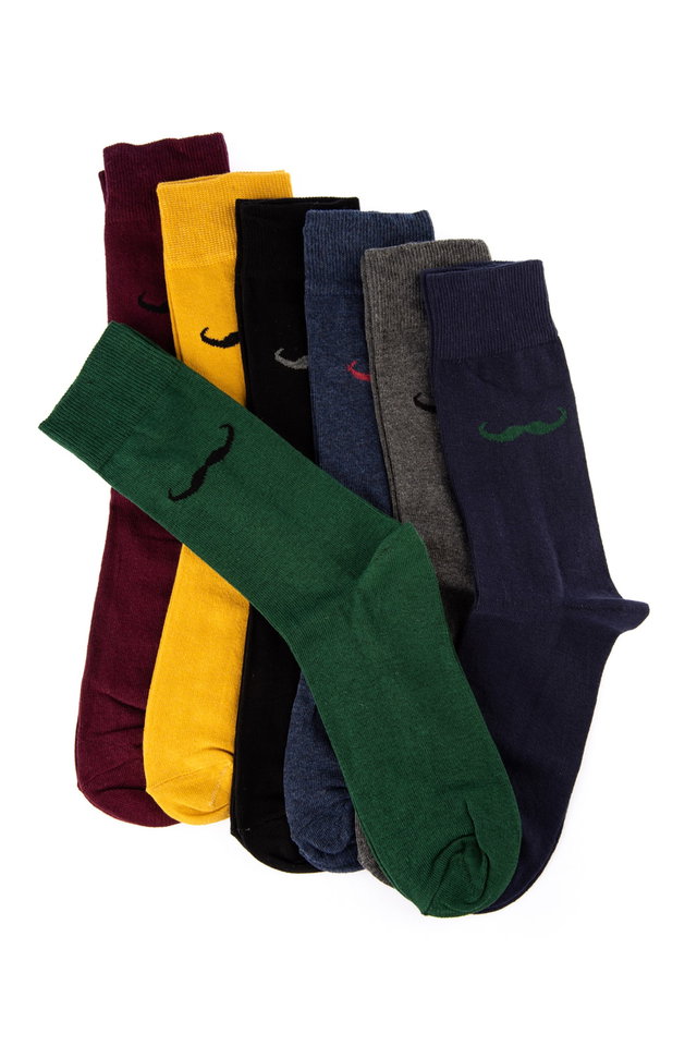 Very colorful - Multicolored Moustache Patterned 7-Pack Socks-Long Socks TMNAW20CO0016