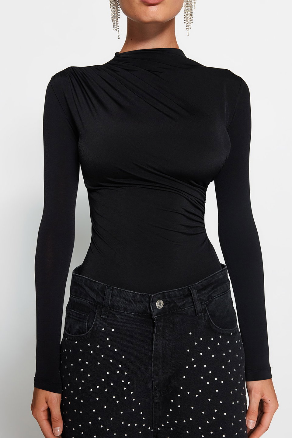 Fitted Collar Detailed Bodysuit TPRAW24BD00008