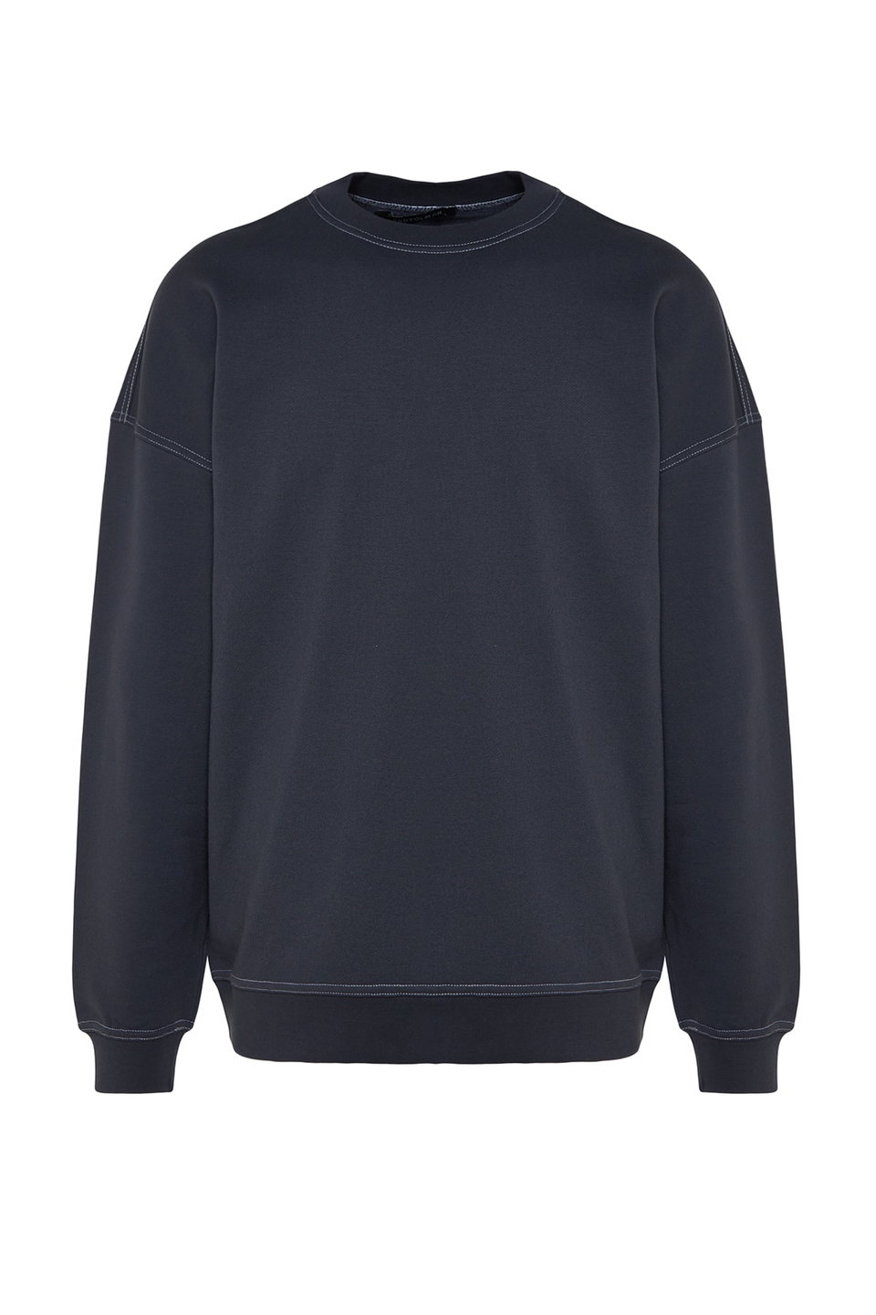 Oversize/Wide Cut Contrast Stitch Detailed Crew Neck Sweatshirt TMNAW24SW00011