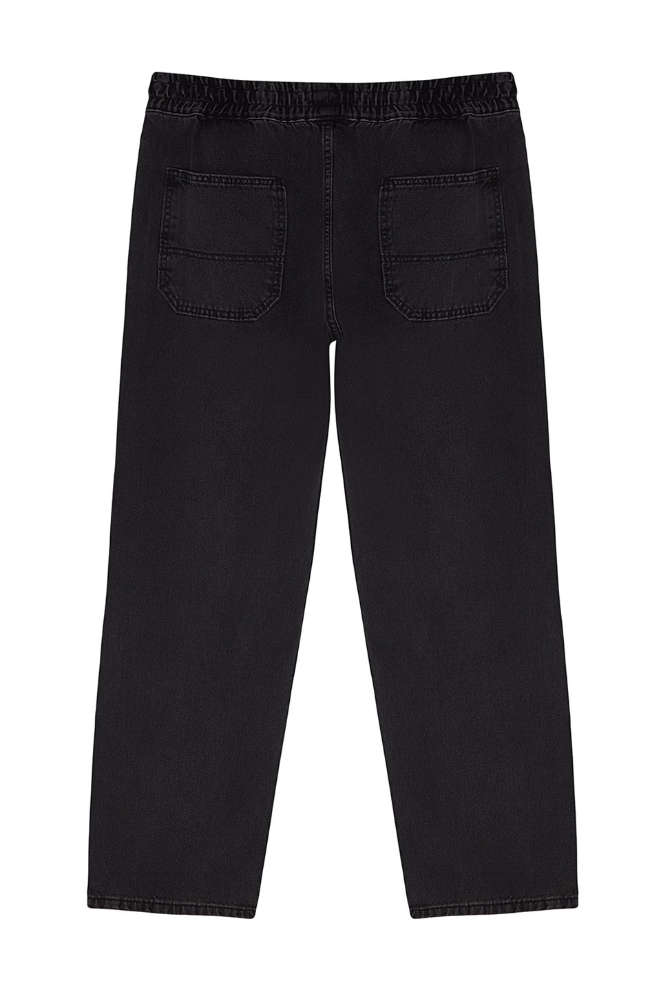 100% cotton regular fit elastic waist jeans loose denim pants tmnaw24je00025