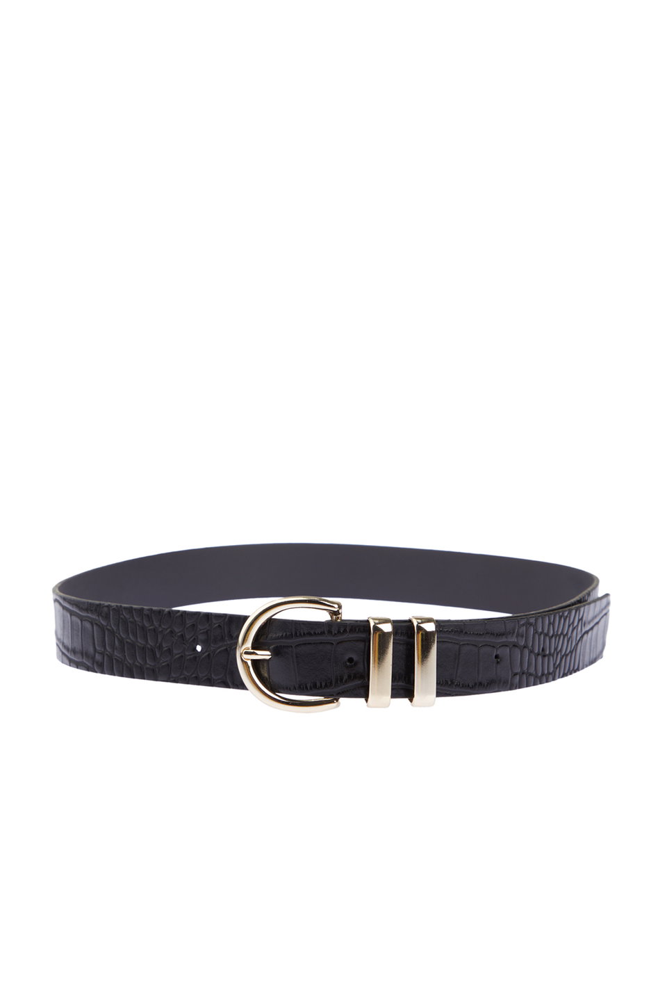 2-Pack Tank Croco and Plain Leather Look Buckle Women's Belt TWOAW24KE00001
